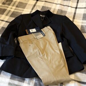 Ariat Navy Jacket and Tan Pants Ensemble